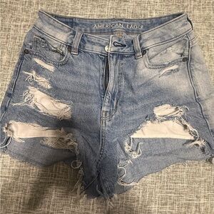 American Eagle Outfitters Light Blue Ripped Jean Shorts